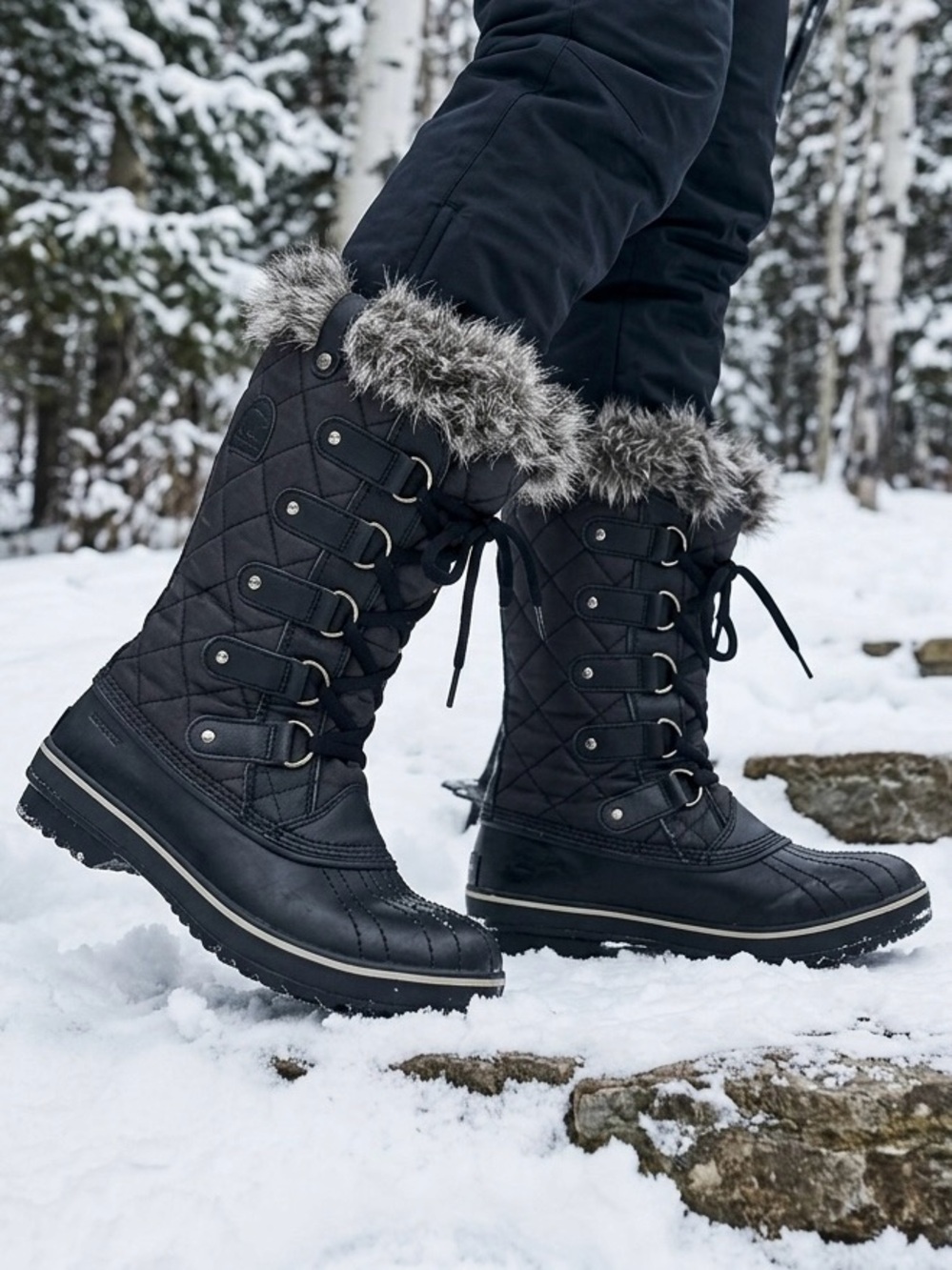 SOREL Tofino II Waterproof Winter Boots Black Faux Fur Women’s 7.5
